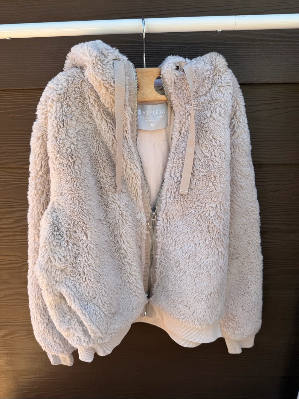 Athleta Plush Faux-Sherpa Zip Jacket in Taupe - Picture 2 of 5
